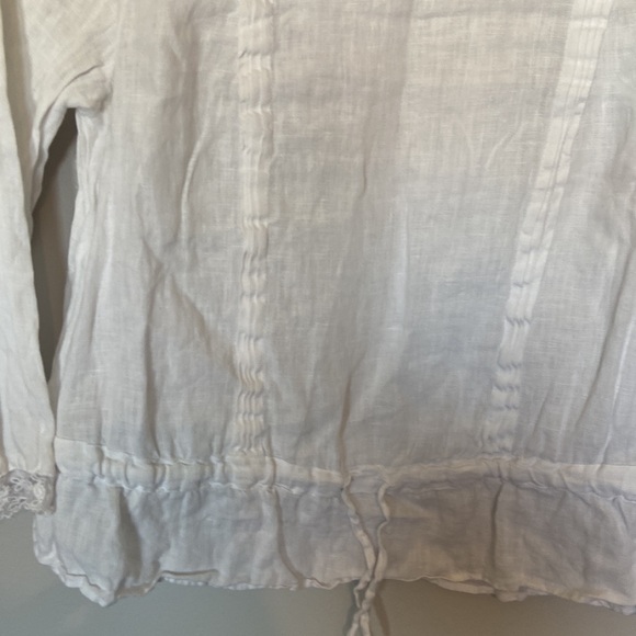 Zara Basic White Ruffles Size M, drawstring floral knit around neck and sleeves - Picture 14 of 16